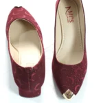 Moon Glitter Dust Court Shoe Metal Toe (Maroon)