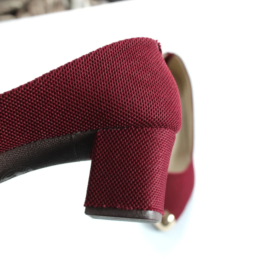 Jute Metal Toe Tip Court Shoe (Maroon)