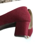 Jute Metal Toe Tip Court Shoe (Maroon)