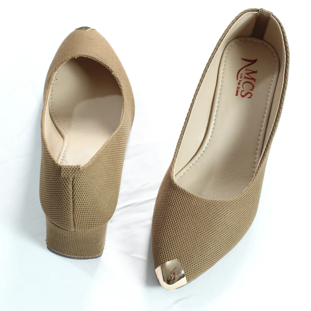 Jute Metal Toe Tip Court Shoe (Coffee Brown)