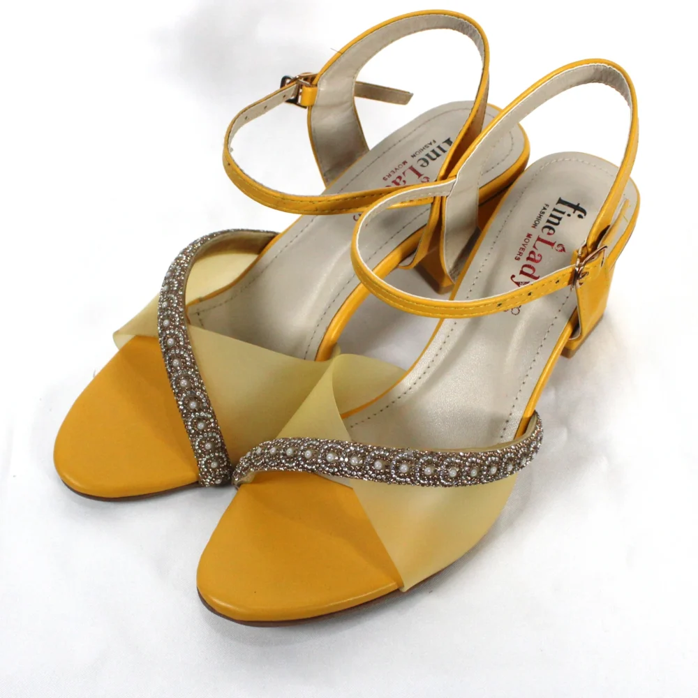 Mesh Glass Heel Mustard Article # 25433