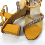 Mesh Glass Heel Mustard Article # 25433