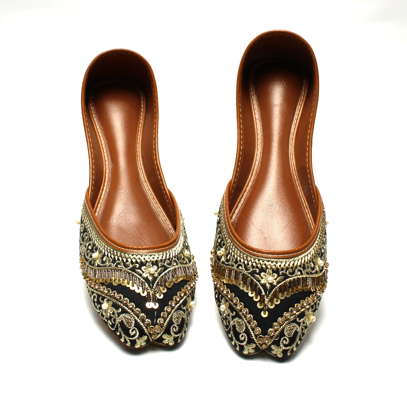 Black with Golden Embroidered khussa