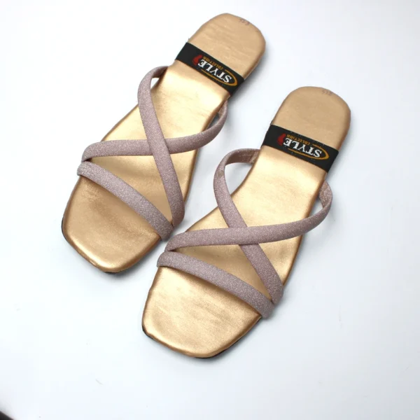 Glitter Mesh Stripes TPR slide