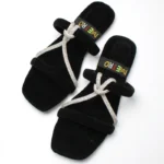 Mesh Knot velvet Slide