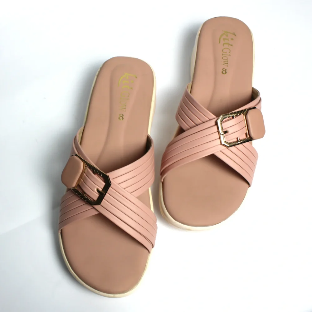 Pink Metal Buckle Wedge
