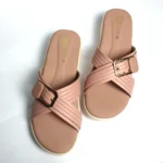 Pink Metal Buckle Wedge