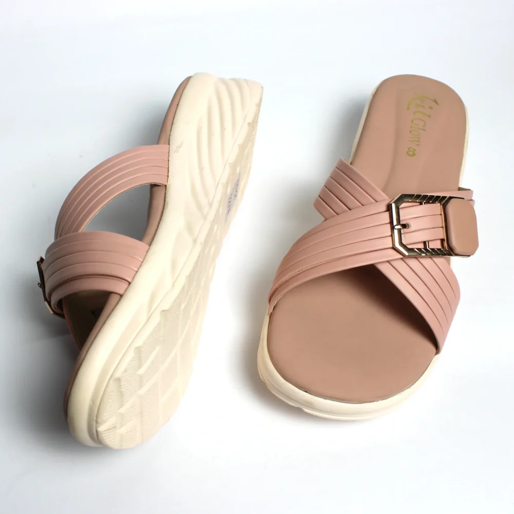 Pink Metal Buckle Wedge