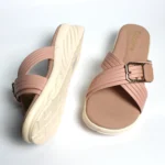 Pink Metal Buckle Wedge