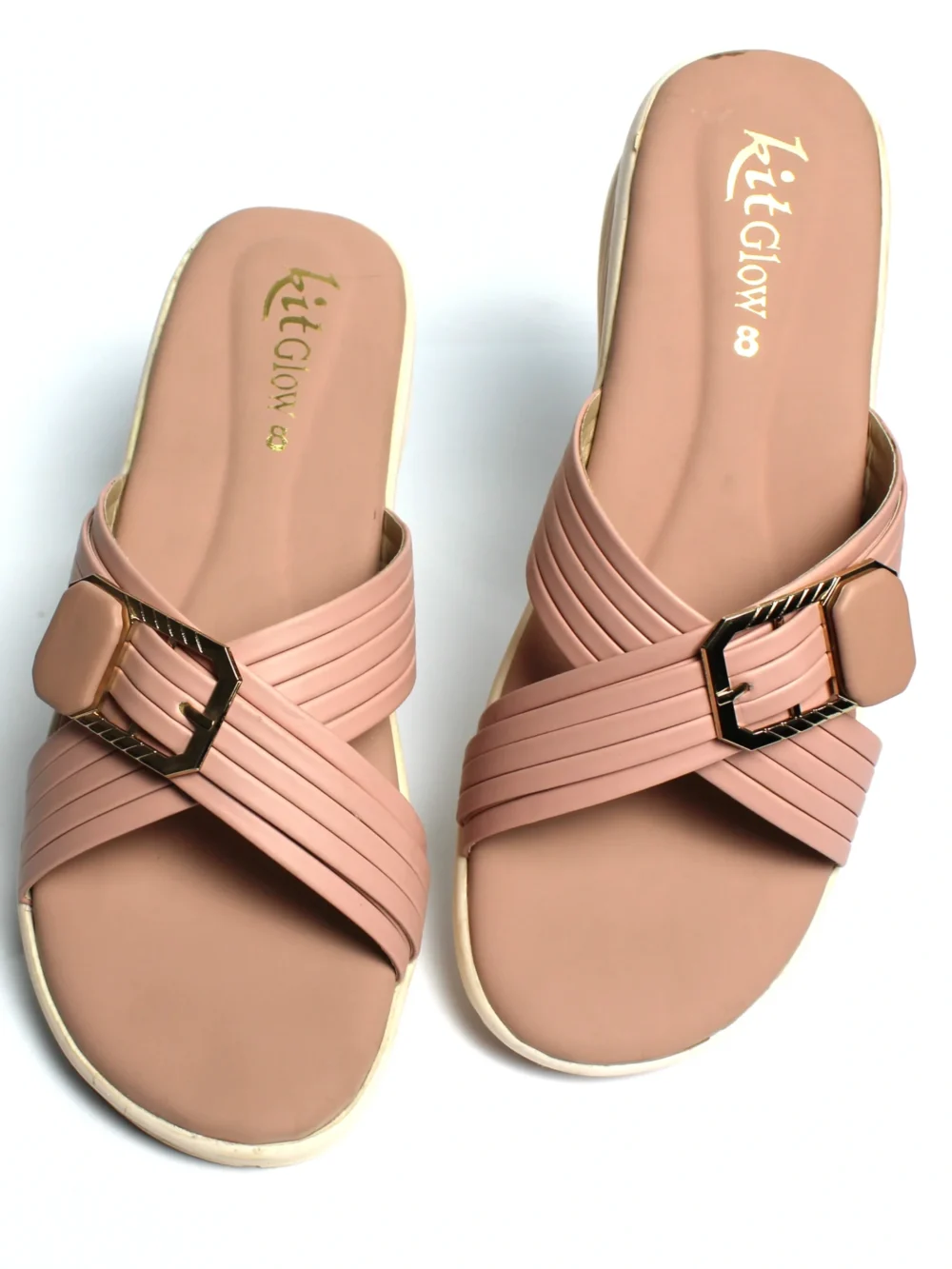 Pink Metal Buckle Wedge