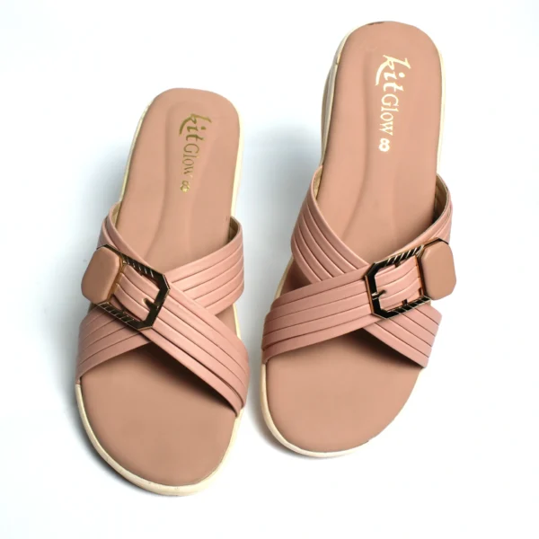 Pink Metal Buckle Wedge