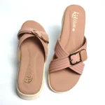 Pink Metal Buckle Wedge