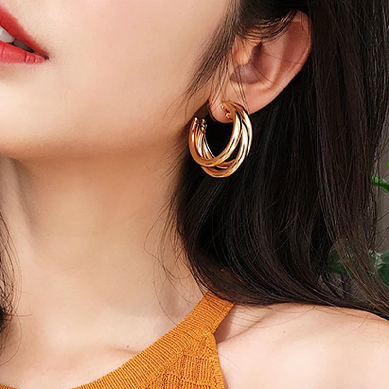 trio hoops in gold