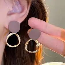Autumn Winter New Brown Earrings Vintage Matte clip Earrings
