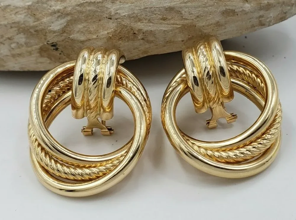 SRCOI Stainless Steel Oval Twisted Hoop Earrings