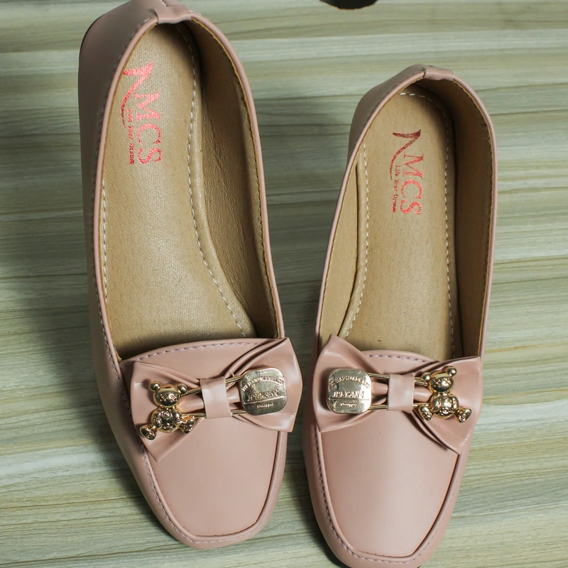 Solid Buckle Ladies Loafer Pink 3