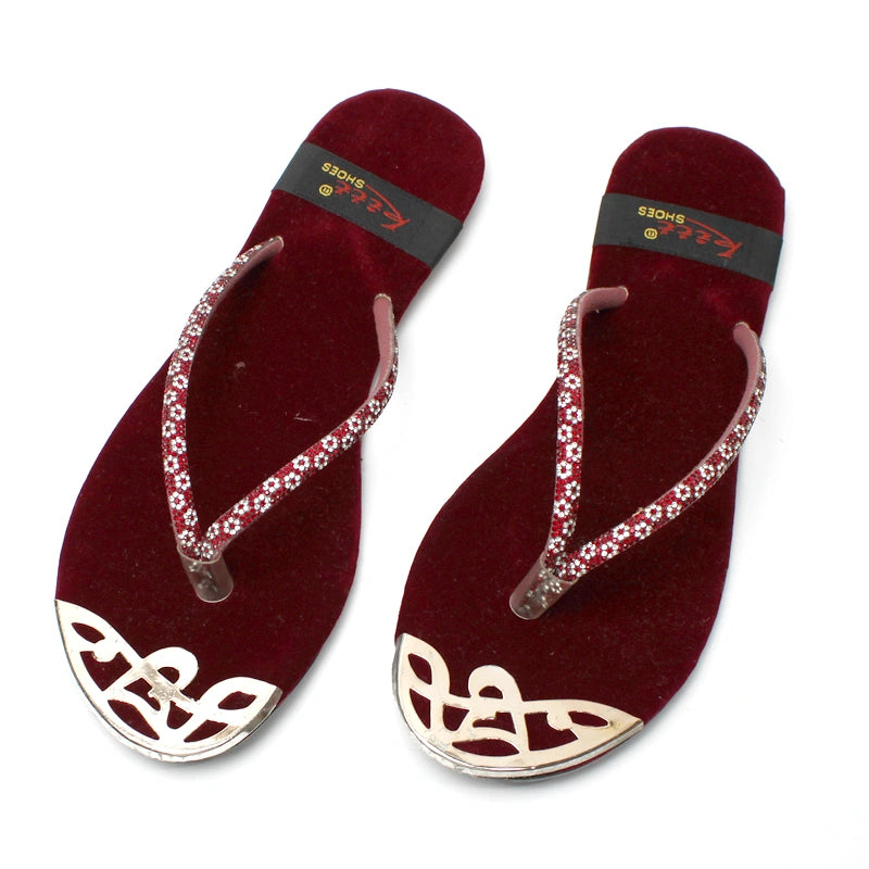 Metal Tip Velvet Slide - MOB