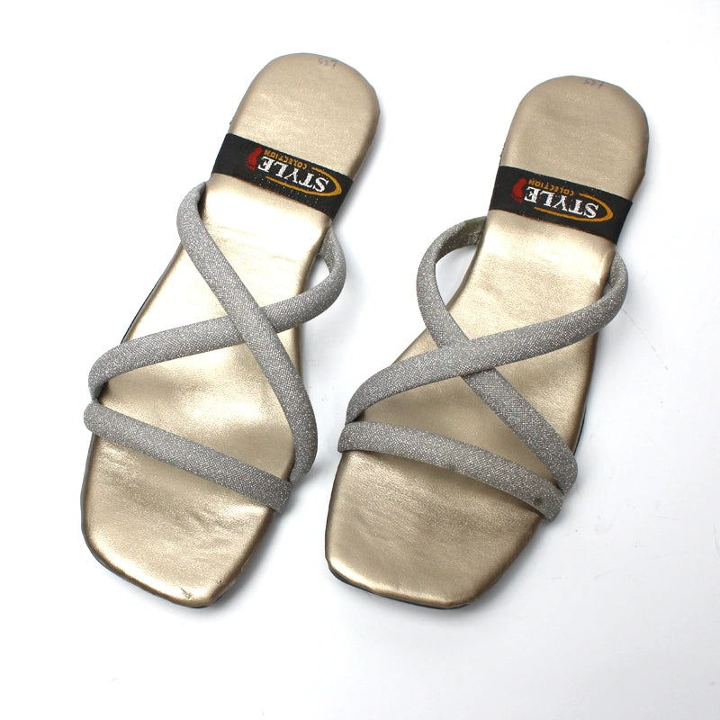 Glitter Mesh Stripes TPR Slide - MOB