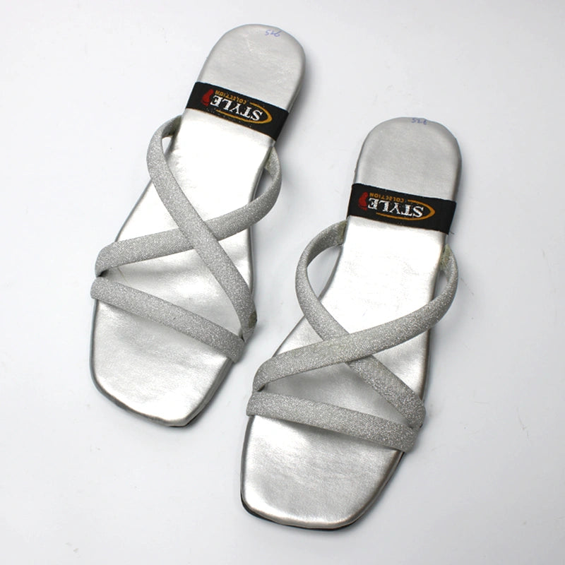 Glitter Mesh Stripes TPR Slide - MOB