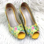 Floral Bliss Yellow Peep-Toe Heels
