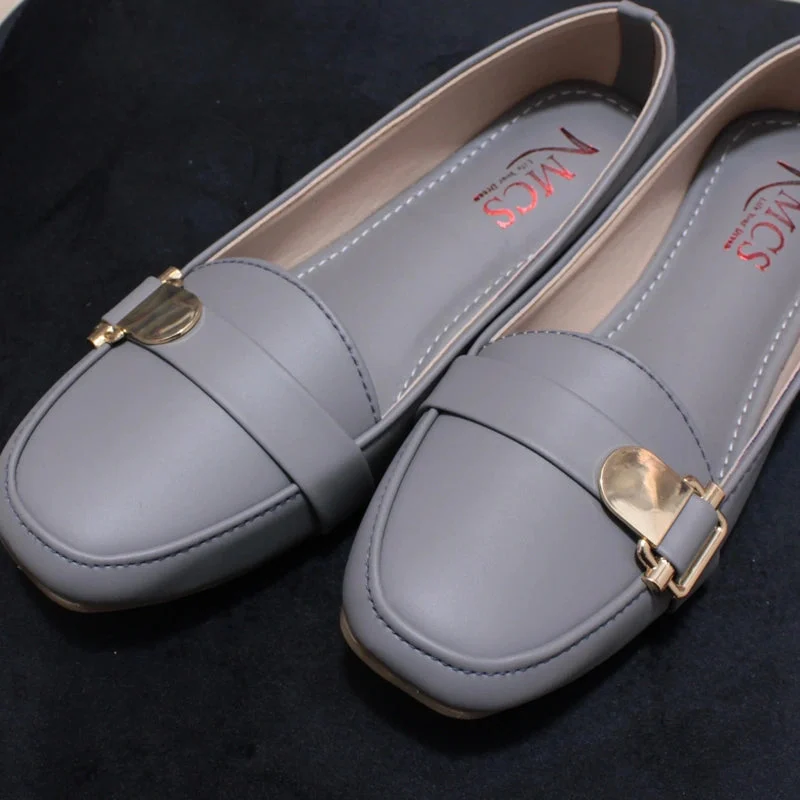 Solid-Buckle-Ladies-Loafer-Grey-1-1
