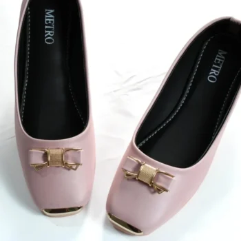 Metal Toe Tie Buckle Ladies Loafers