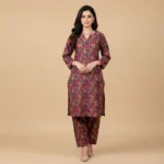 Plum Enchantment Digital Print Khadar 2-Piece Suit – Elegant Floral Co-ord Set