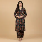 Midnight Flora Digital Print Khadar 2-Piece Suit – Bold Multi-Color Co-ord Set