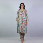 Beige Multi-Color Floral Khaddar 2-Piece Suit – Elegant Printed Trousers & Kameez Co-ord Set