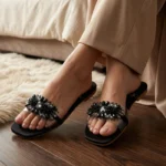 Zari Crystal Embellished Transparent Strap Flat - Festive Collection