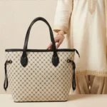 Premium Monogram Pattern Tote Bag with Midnight Black Accents